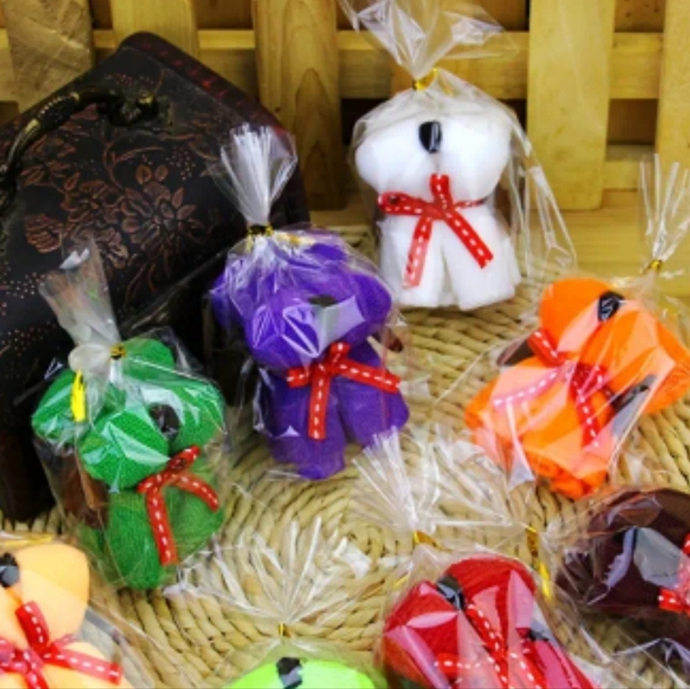 3pc. (2 blue colors & pink) Adorable Plush Puppy Towels (w/bonus bear purple).